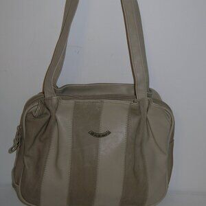 Sarne HANDBAG PURSE SHOULDER HOBO BAG 2 Tone Beige 11"x8"x4" "NEW" 3 Sections